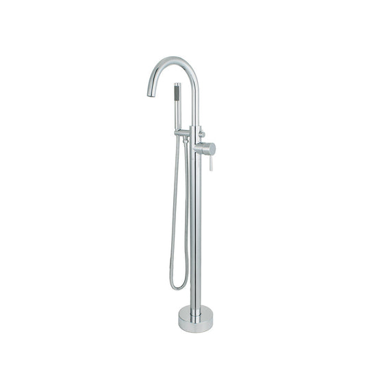 Bellaterra Home 45" Single-Handle Floor-Mount Freestanding Polished Chrome Bathtub Faucet With Hand Shower