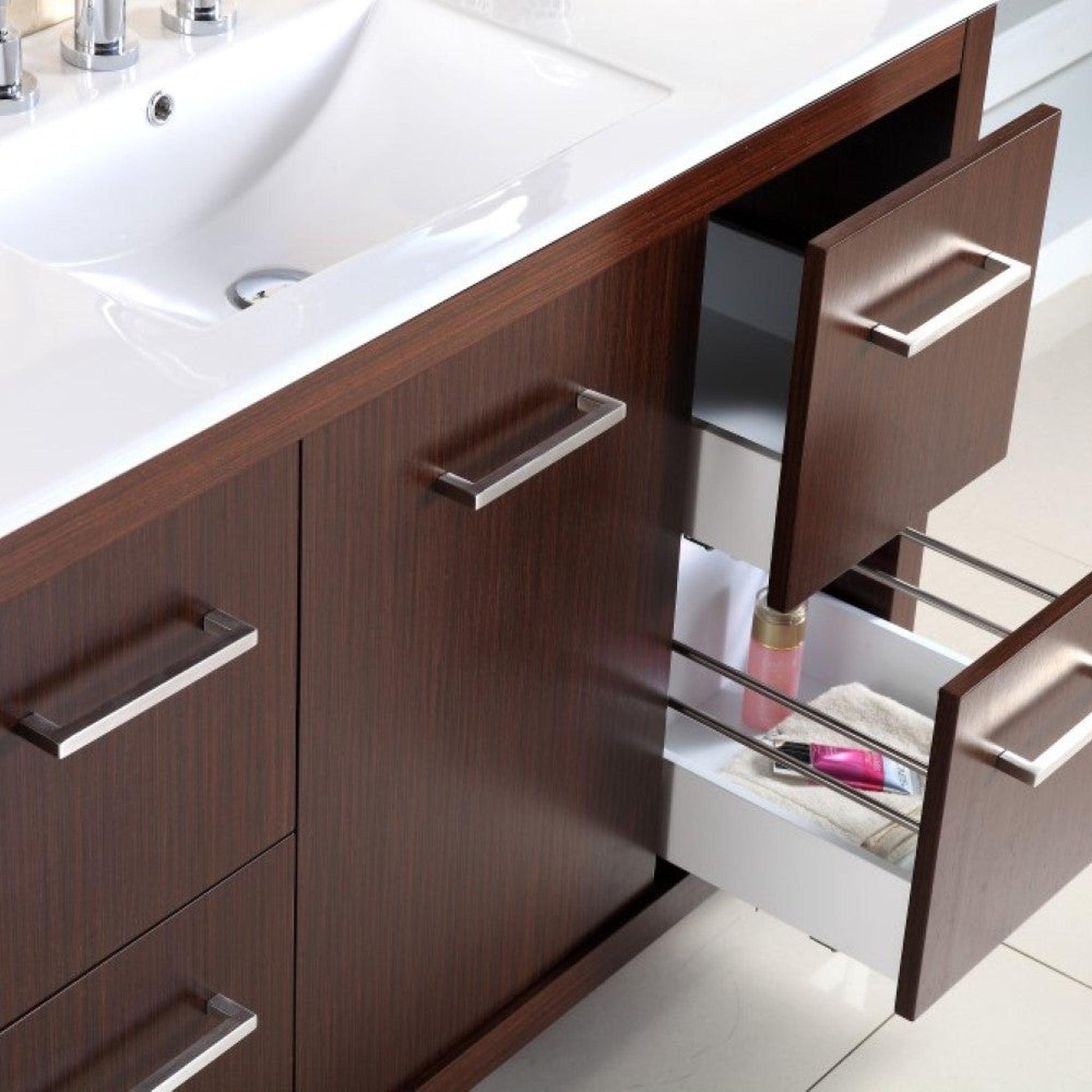 Bellaterra Home 48" 1-Door 4-Drawer Wenge Freestanding Vanity Set With Ceramic Integrated Sink and Ceramic Top
