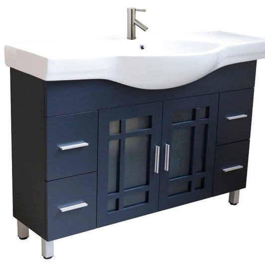 Bellaterra Home 48" 2-Door 4-Drawer Dark Gray Freestanding Vanity Set With White Ceramic Euro Sink and White Ceramic Top