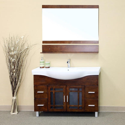 Bellaterra Home 48" 2-Door 4-Drawer Walnut Freestanding Vanity Set With White Ceramic Euro Sink and White Ceramic Top