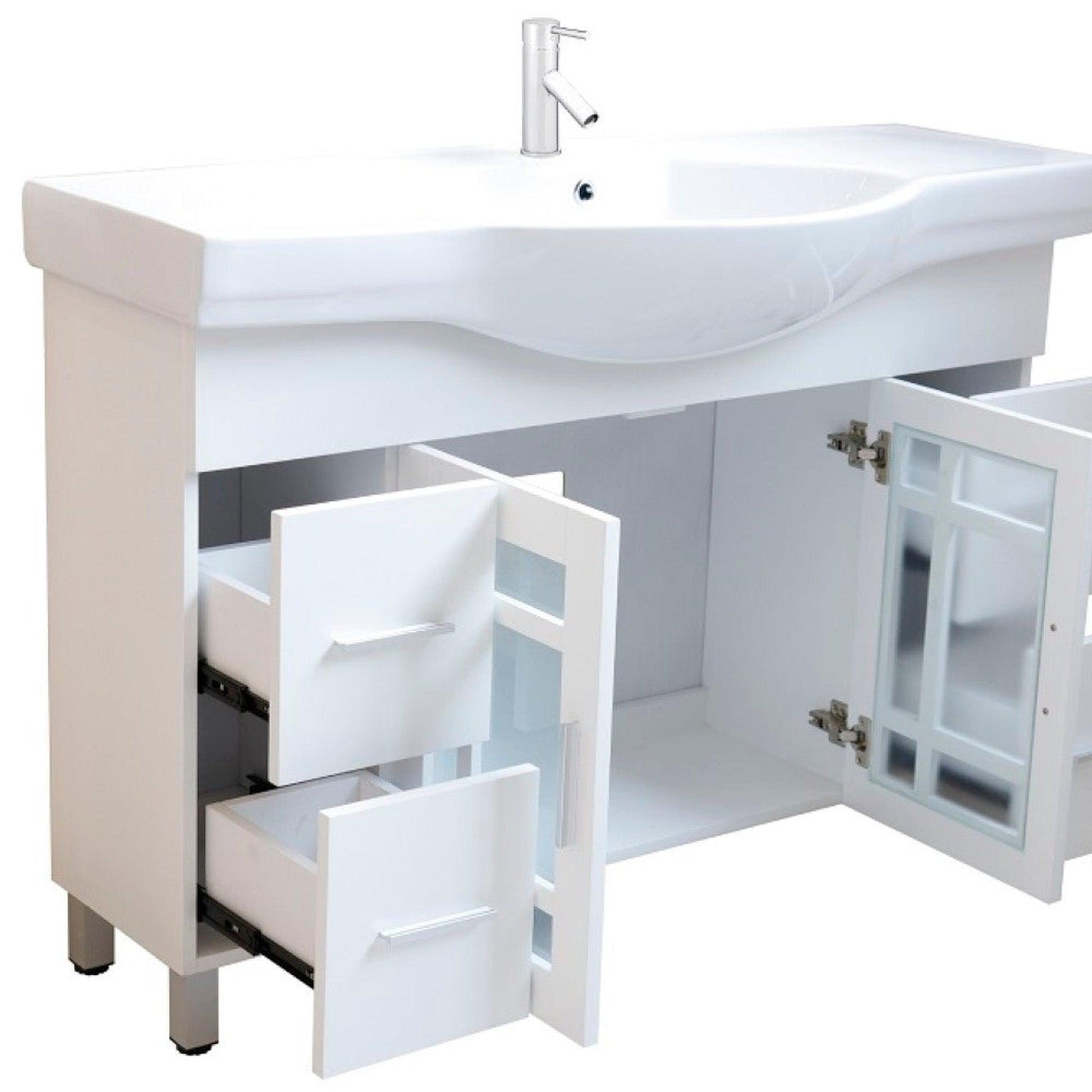 Bellaterra Home 48" 2-Door 4-Drawer White Freestanding Vanity Set With White Ceramic Euro Sink and White Ceramic Top