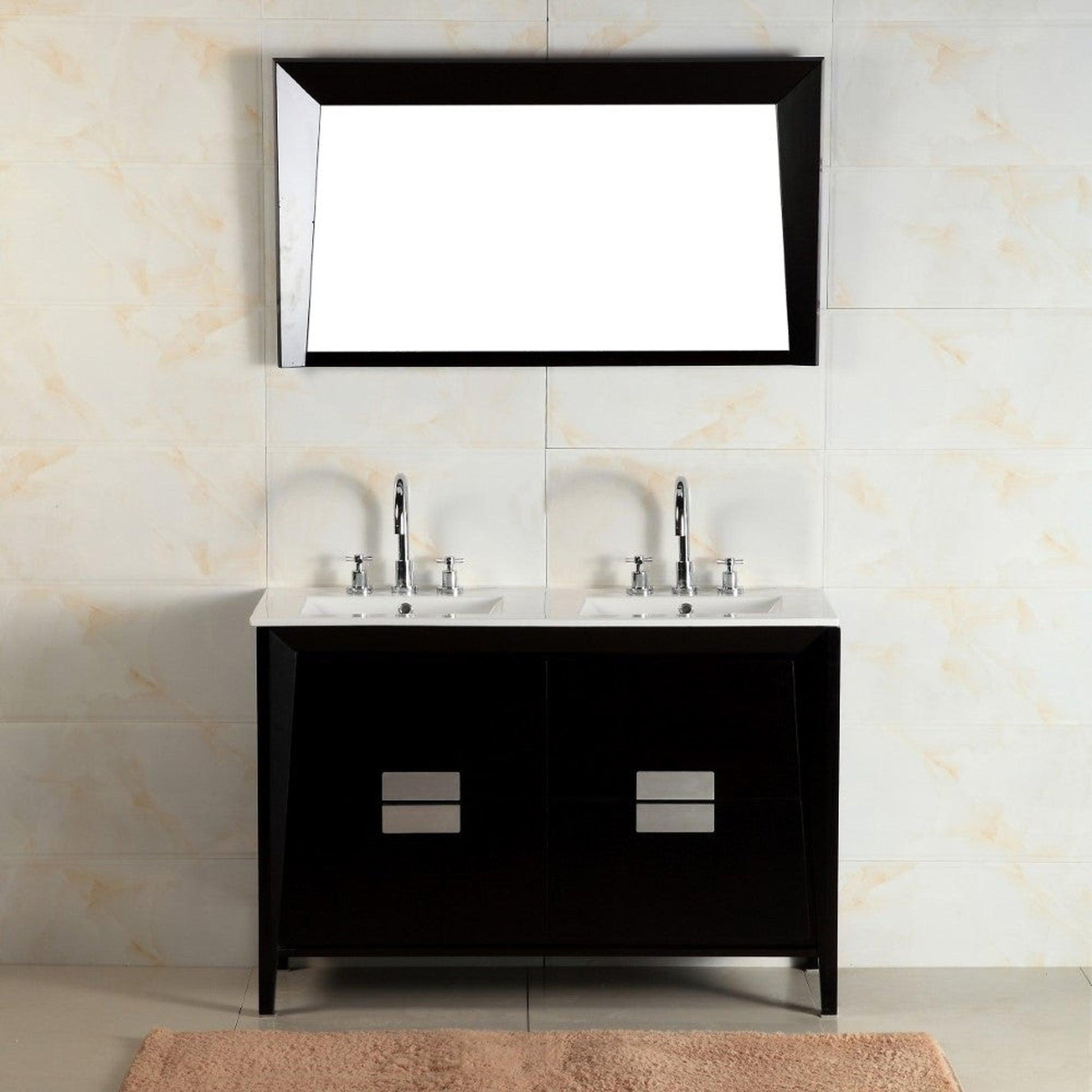 Bellaterra Home 48" 4-Drawer Dark Espresso Freestanding Vanity Set With Ceramic Double Integrated Sink and Ceramic Top