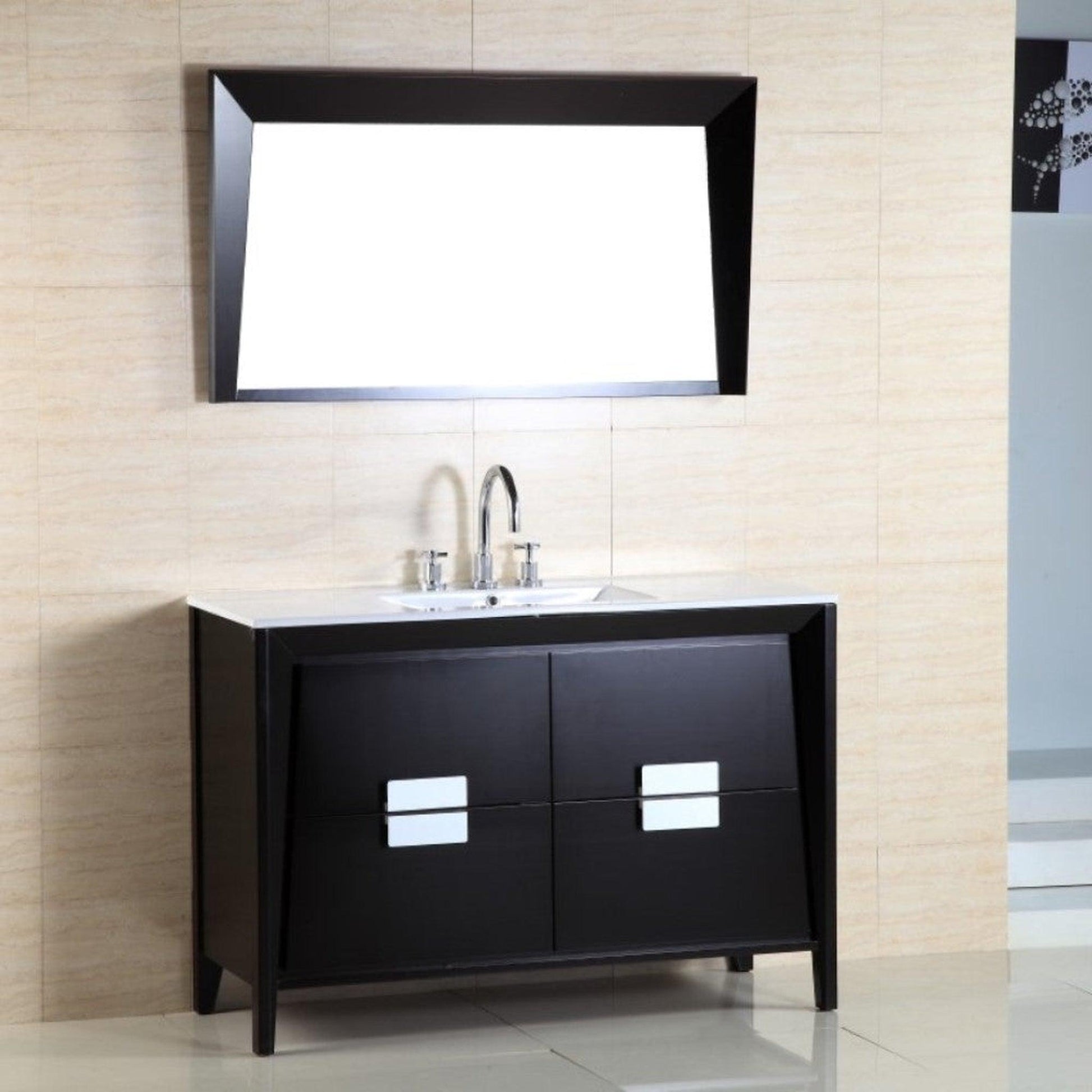 Bellaterra Home 48" 4-Drawer Dark Espresso Freestanding Vanity Set With Ceramic Integrated Sink and Ceramic Top