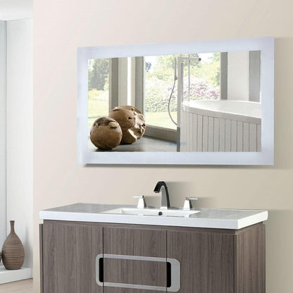 Bellaterra Home 48" x 27" Rectangle Wall-Mounted LED Bordered Illuminated Frameless Mirror With Built-in Bluetooth Speaker