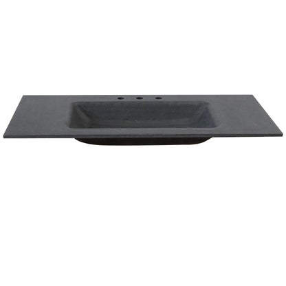 Bellaterra Home 49" x 22" Black Concrete Three Hole Vanity Top With Integrated Rectangular Sink