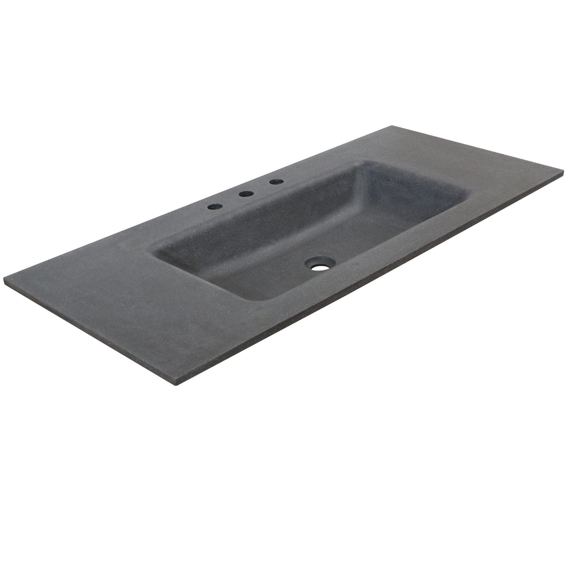 Bellaterra Home 49" x 22" Black Concrete Three Hole Vanity Top With Integrated Rectangular Sink