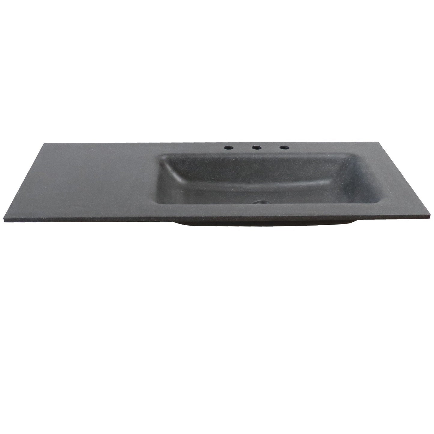 Bellaterra Home 49" x 22" Black Concrete Three Hole Vanity Top With Right Offset Integrated Rectangular Sink