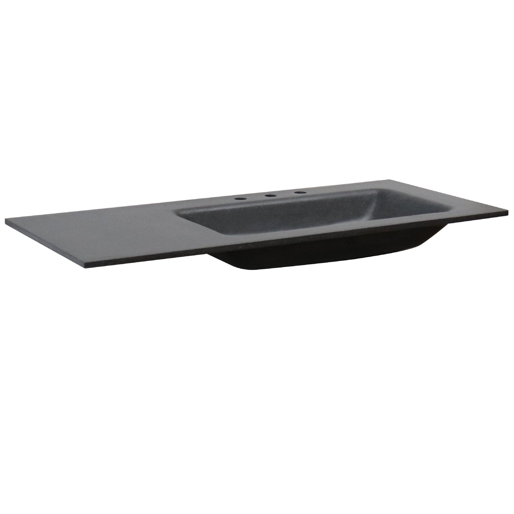 Bellaterra Home 49" x 22" Black Concrete Three Hole Vanity Top With Right Offset Integrated Rectangular Sink