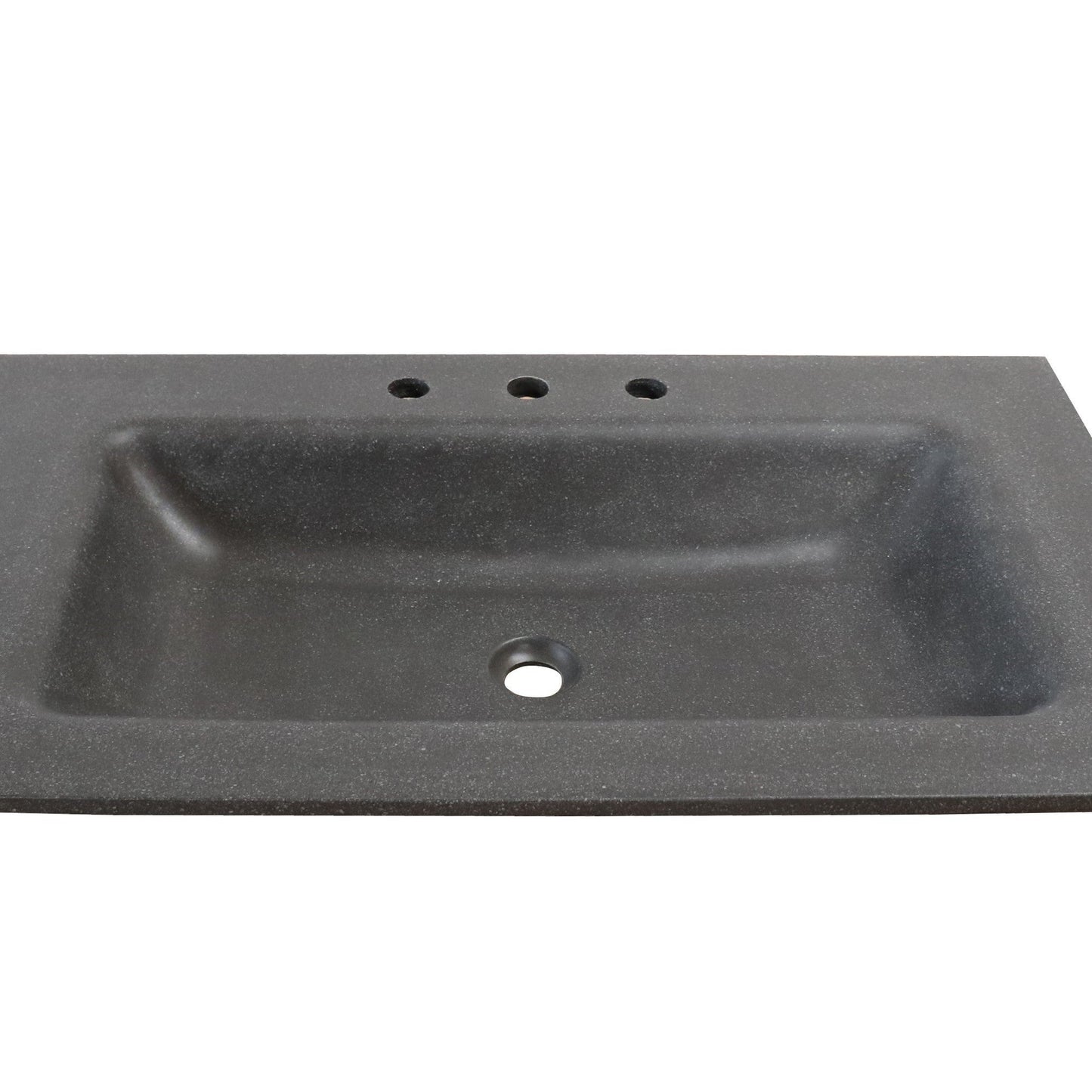 Bellaterra Home 49" x 22" Black Concrete Three Hole Vanity Top With Right Offset Integrated Rectangular Sink