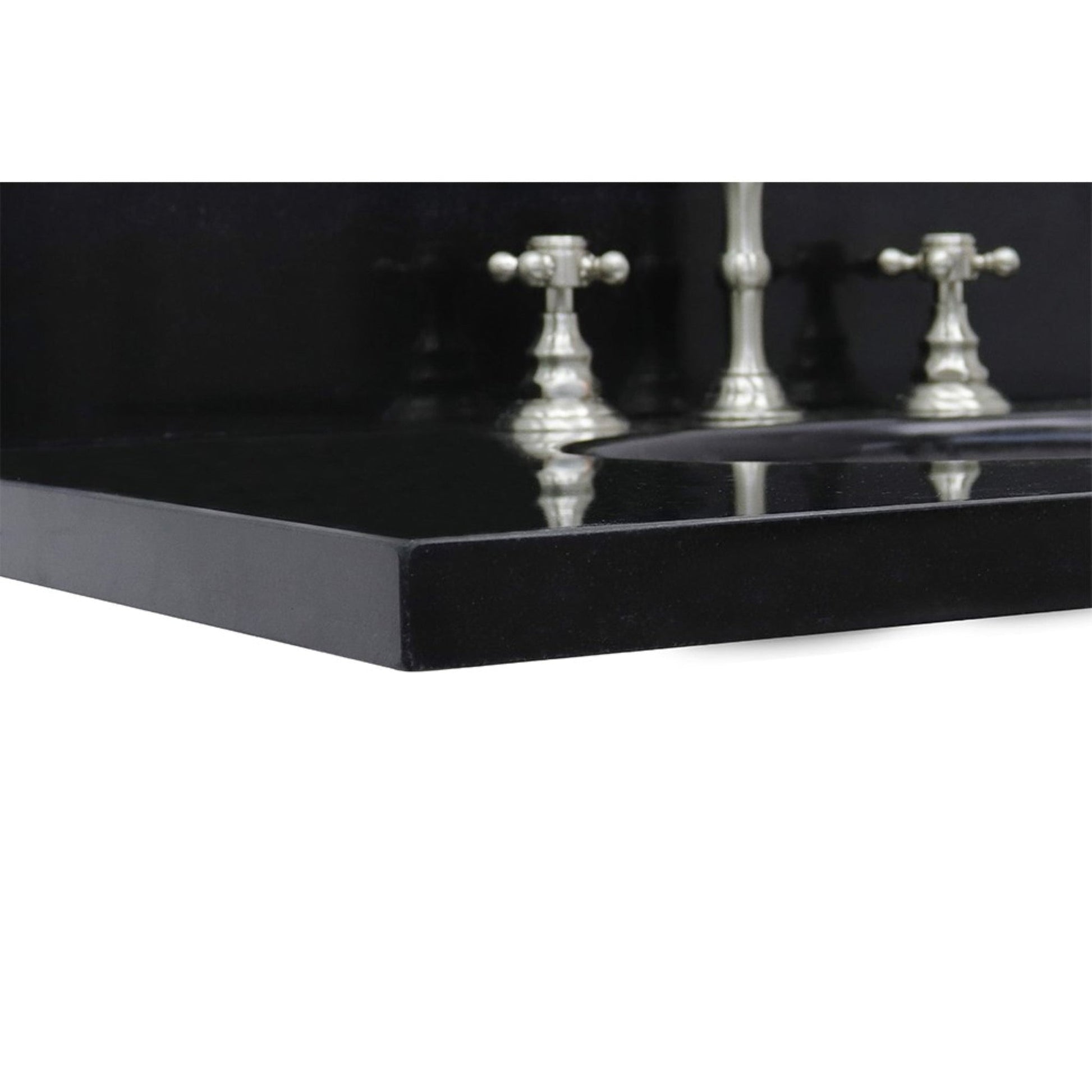 Bellaterra Home 49" x 22" Black Galaxy Three Hole Vanity Top With Undermount Oval Sink and Overflow