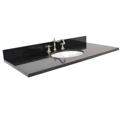 Bellaterra Home 49" x 22" Black Galaxy Three Hole Vanity Top With Undermount Oval Sink and Overflow