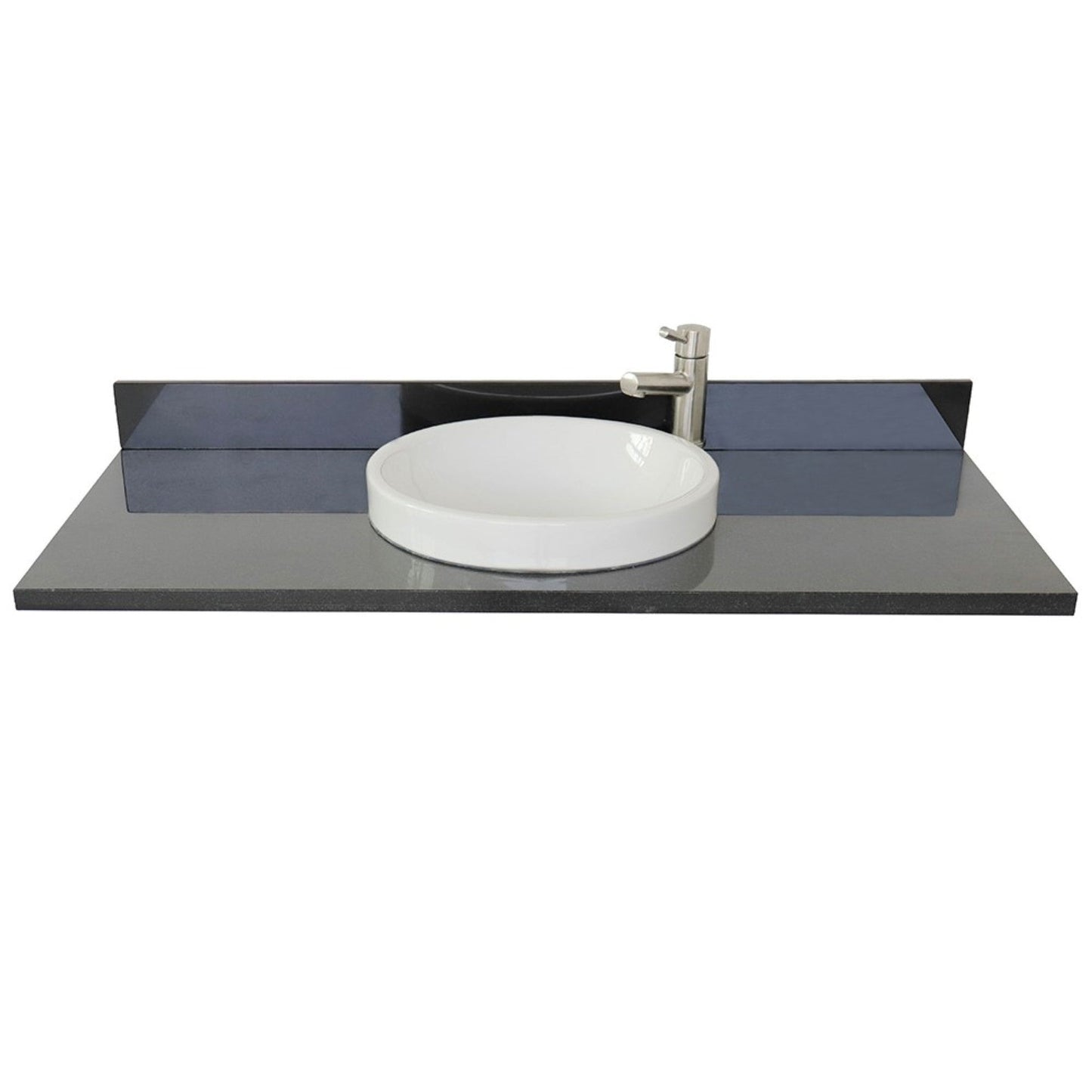 Bellaterra Home 49" x 22" Black Galaxy Vanity Top With Semi-recessed Round Sink and Overflow