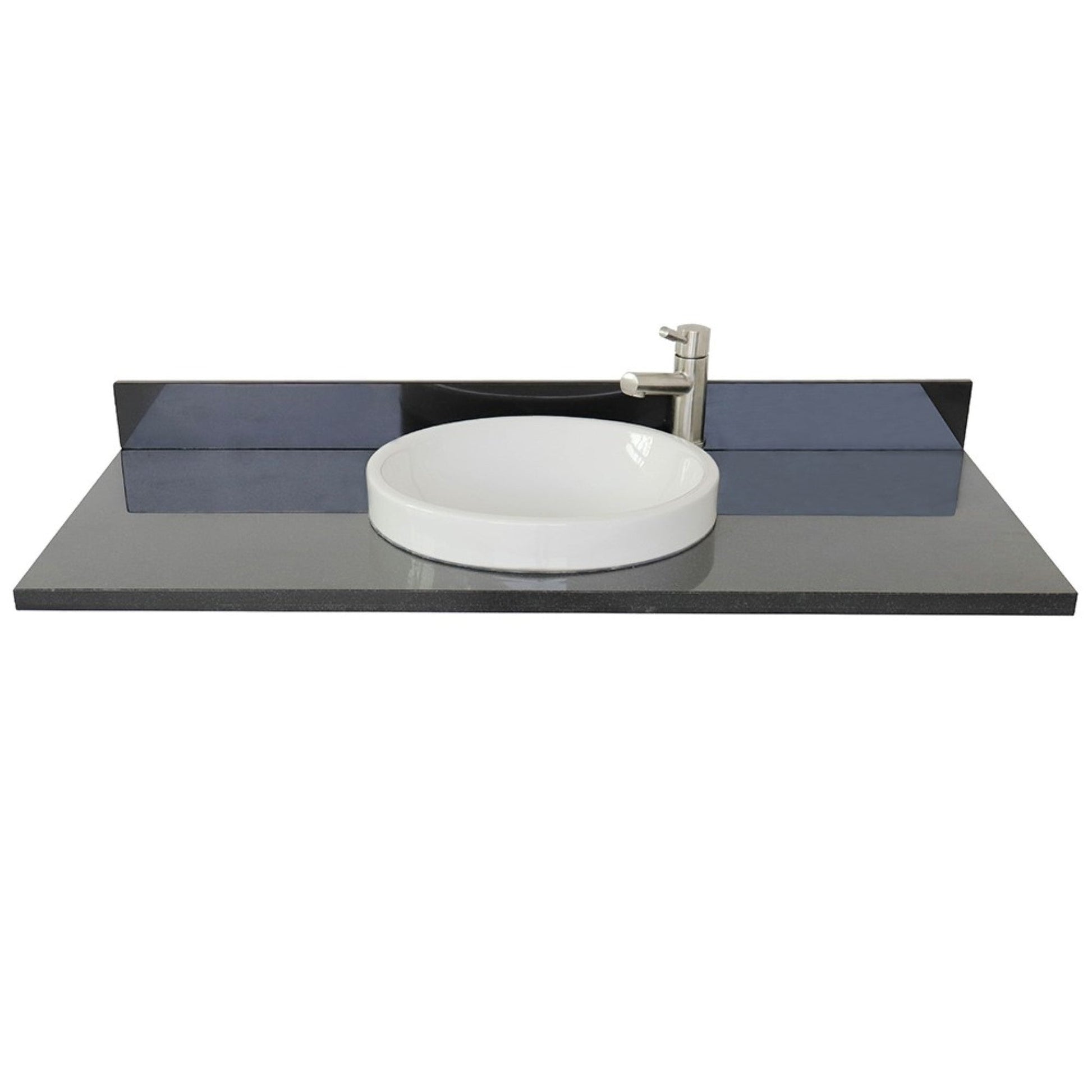 Bellaterra Home 49" x 22" Black Galaxy Vanity Top With Semi-recessed Round Sink and Overflow