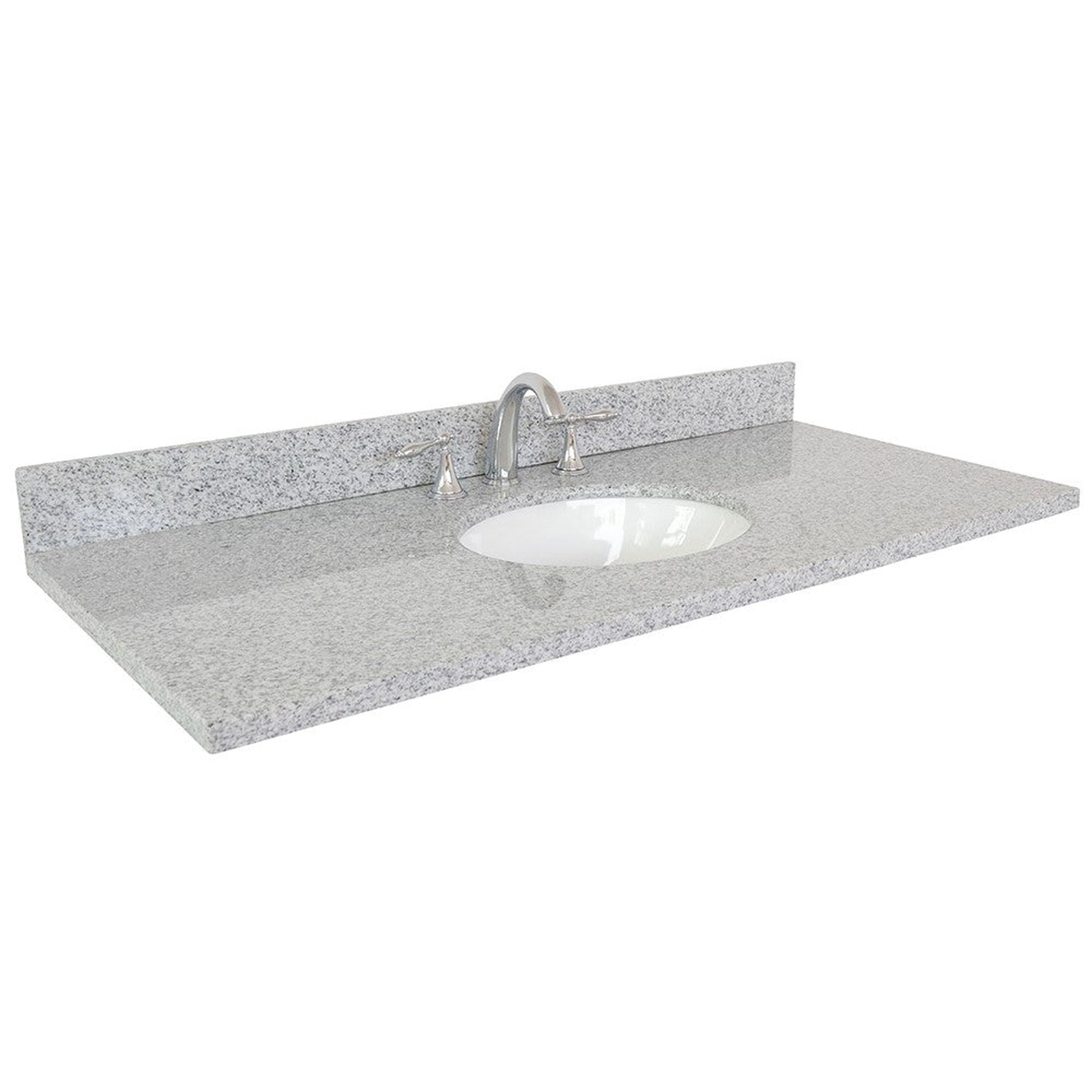 Bellaterra Home 49" x 22" Gray Granite Three Hole Vanity Top With Undermount Oval Sink and Overflow