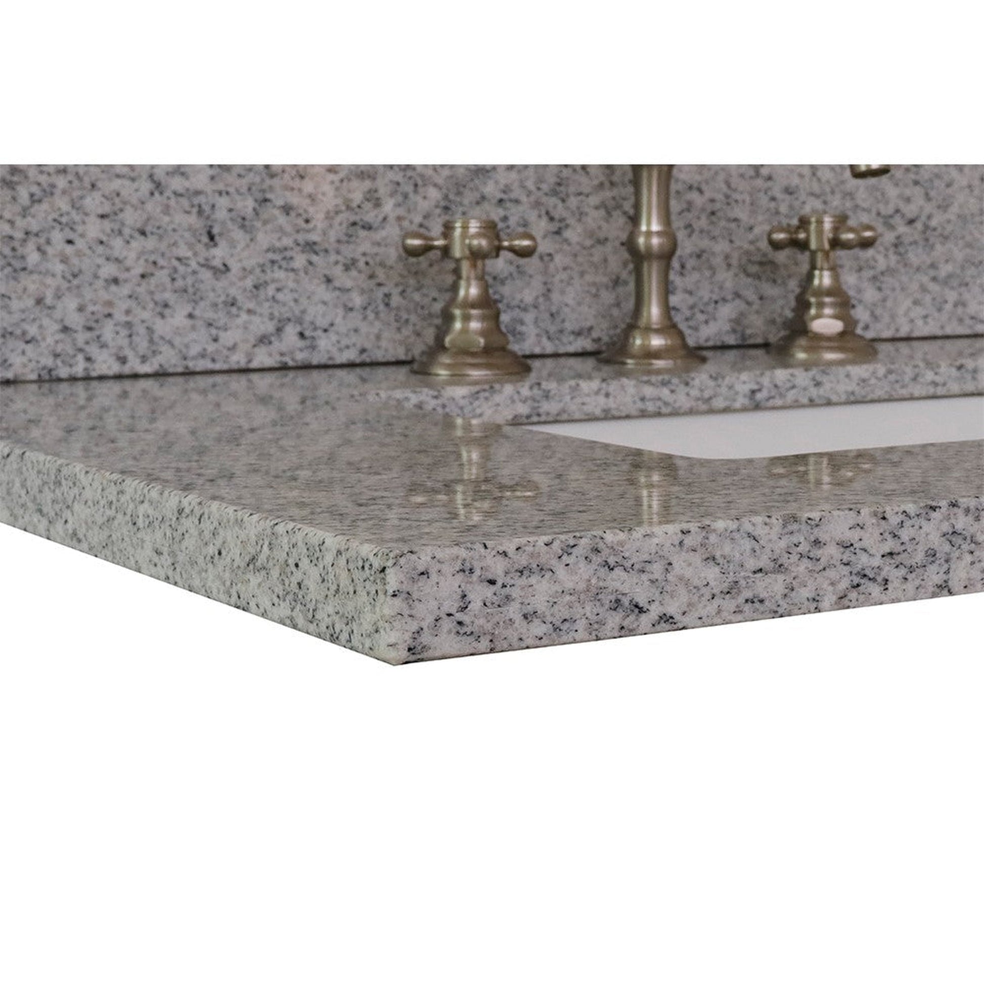 Bellaterra Home 49" x 22" Gray Granite Three Hole Vanity Top With Undermount Rectangular Sink and Overflow