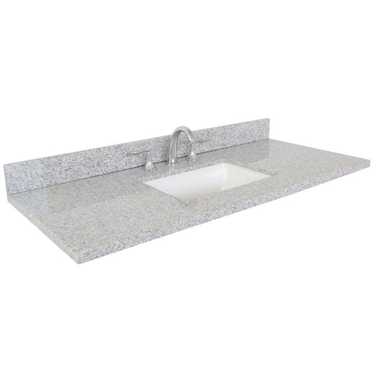 Bellaterra Home 49" x 22" Gray Granite Three Hole Vanity Top With Undermount Rectangular Sink and Overflow