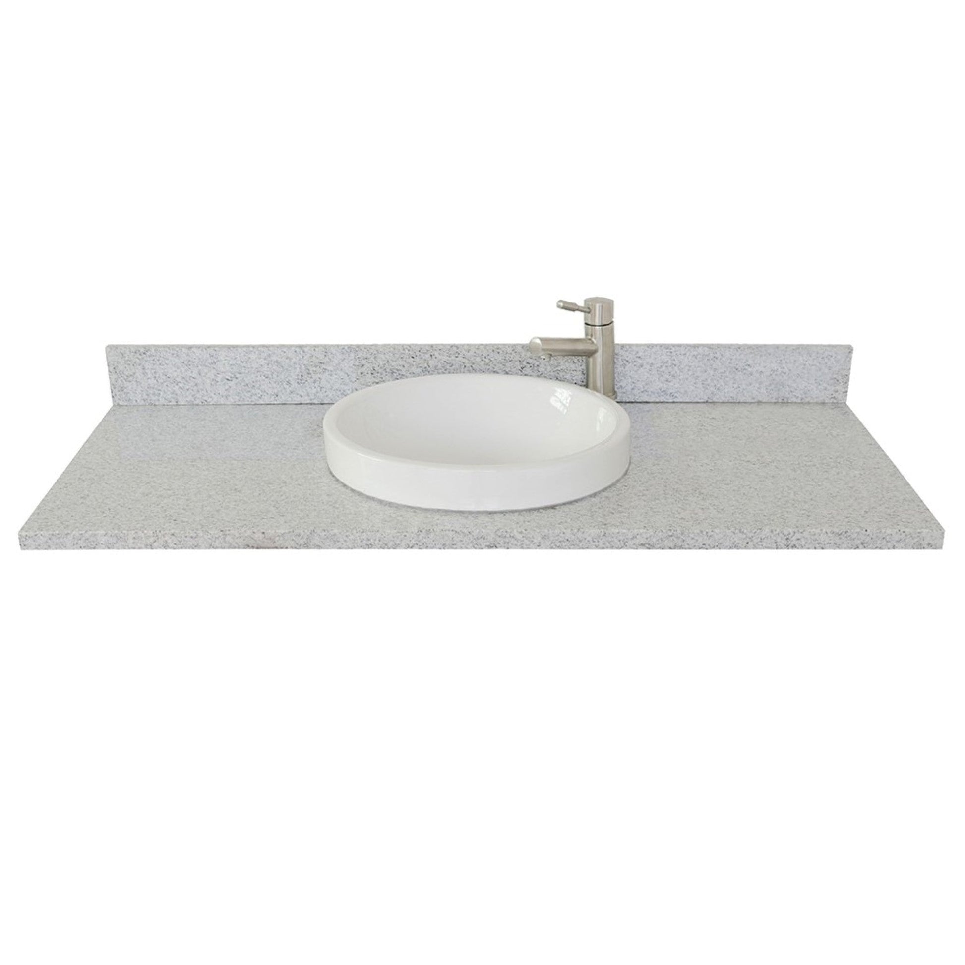 Bellaterra Home 49" x 22" Gray Granite Vanity Top With Semi-recessed Round Sink and Overflow