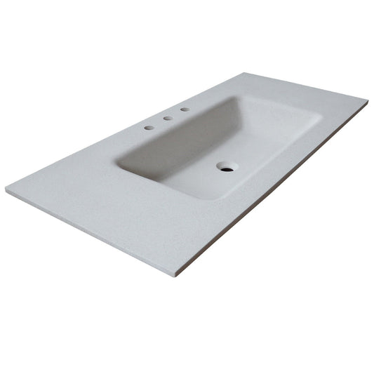 Bellaterra Home 49" x 22" Slate White Concrete Three Hole Vanity Top With Integrated Rectangular Sink