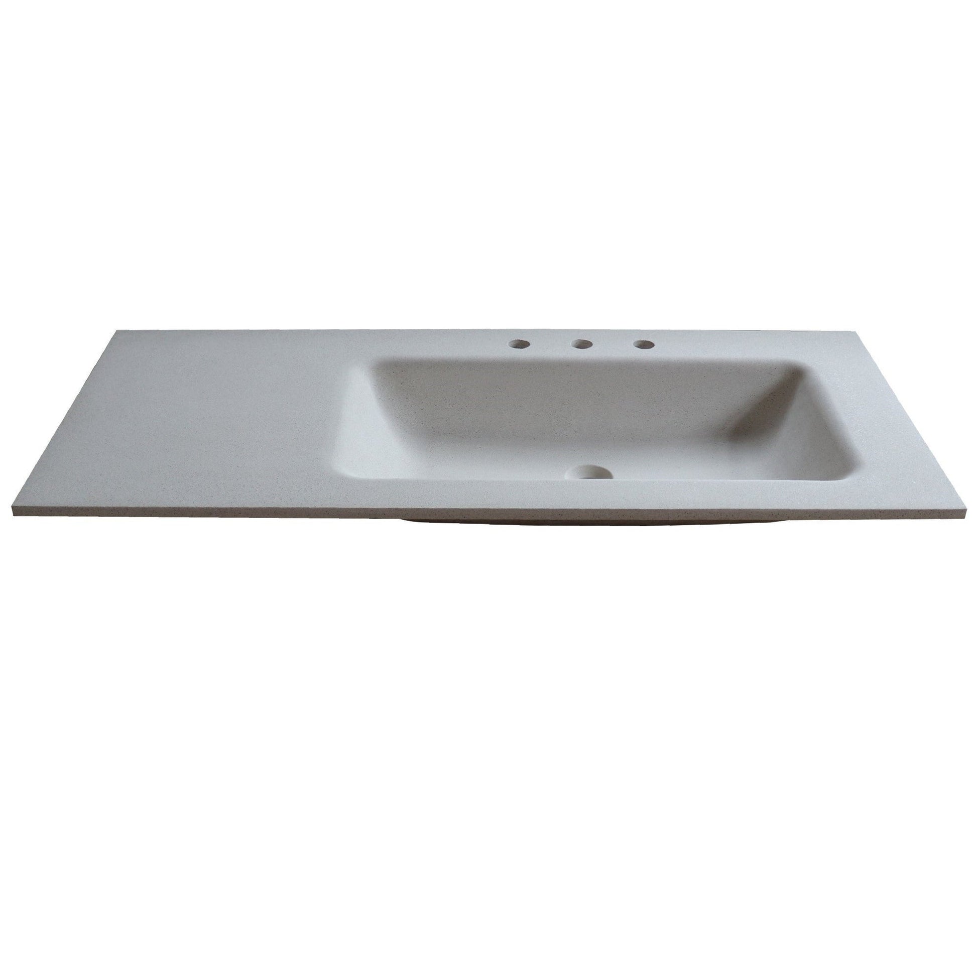 Bellaterra Home 49" x 22" Slate White Concrete Three Hole Vanity Top With Right Offset Integrated Rectangular Sink