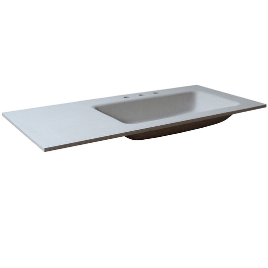 Bellaterra Home 49" x 22" Slate White Concrete Three Hole Vanity Top With Right Offset Integrated Rectangular Sink