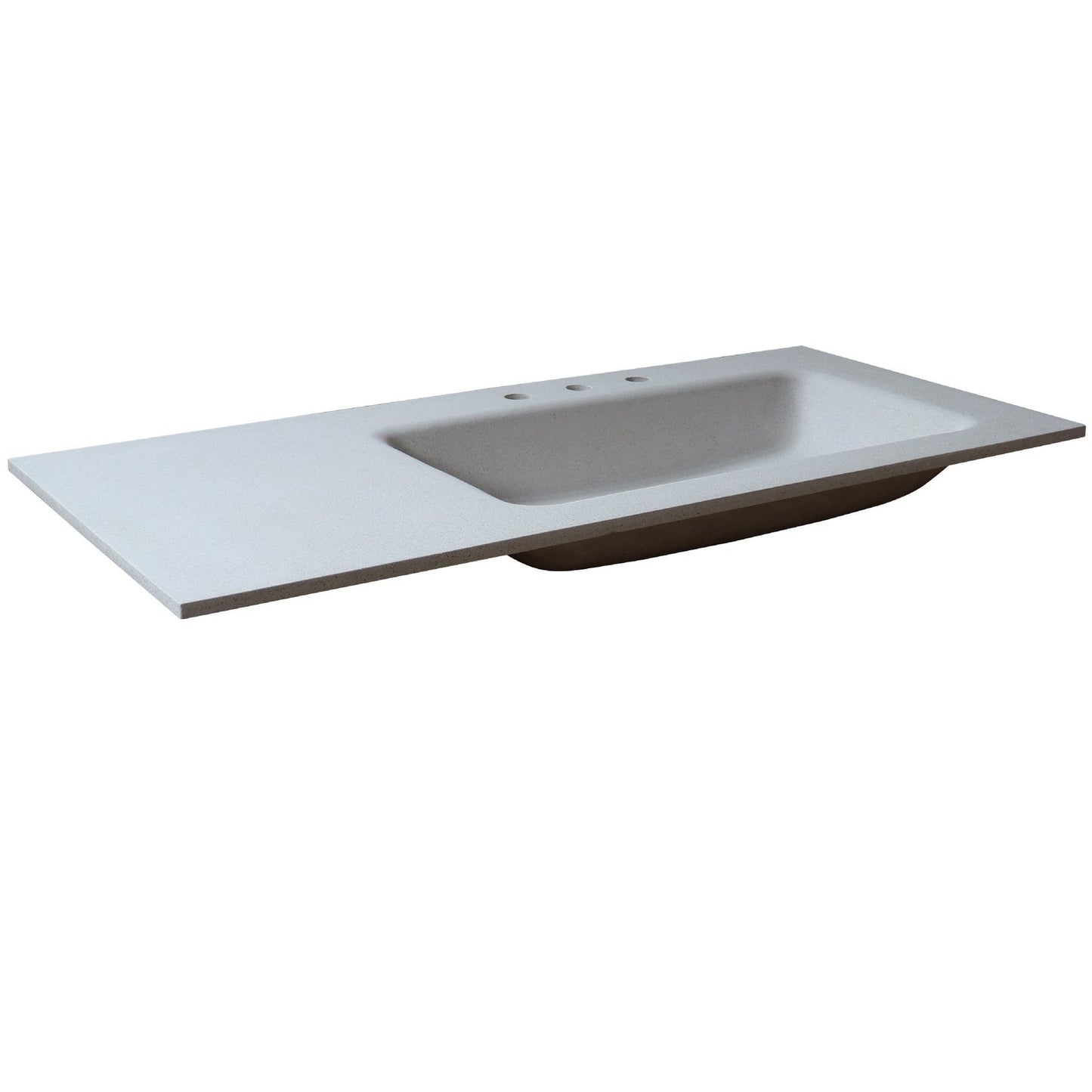 Bellaterra Home 49" x 22" Slate White Concrete Three Hole Vanity Top With Right Offset Integrated Rectangular Sink