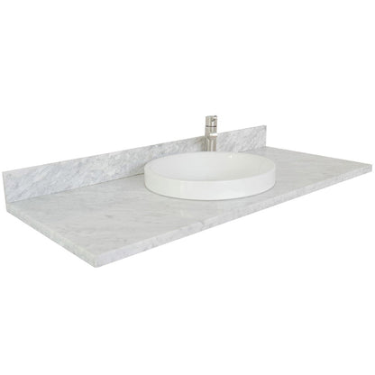 Bellaterra Home 49" x 22" White Carrara Marble Vanity Top With Semi-recessed Round Sink and Overflow