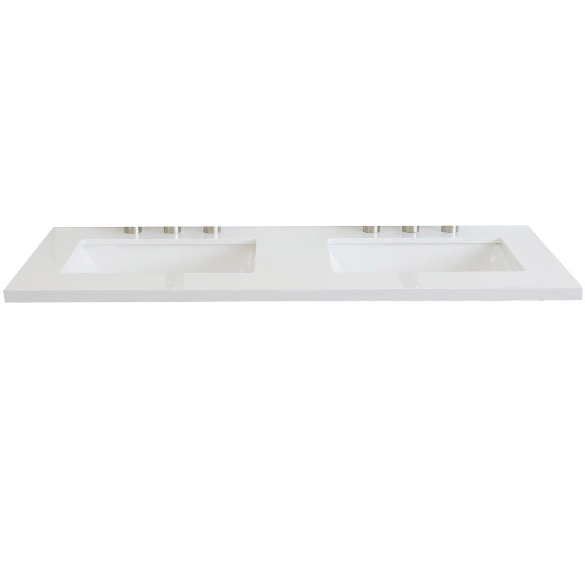 Bellaterra Home 49" x 22" White Quartz Three Hole Vanity Top With Double Undermount Rectangular Sink and Overflow