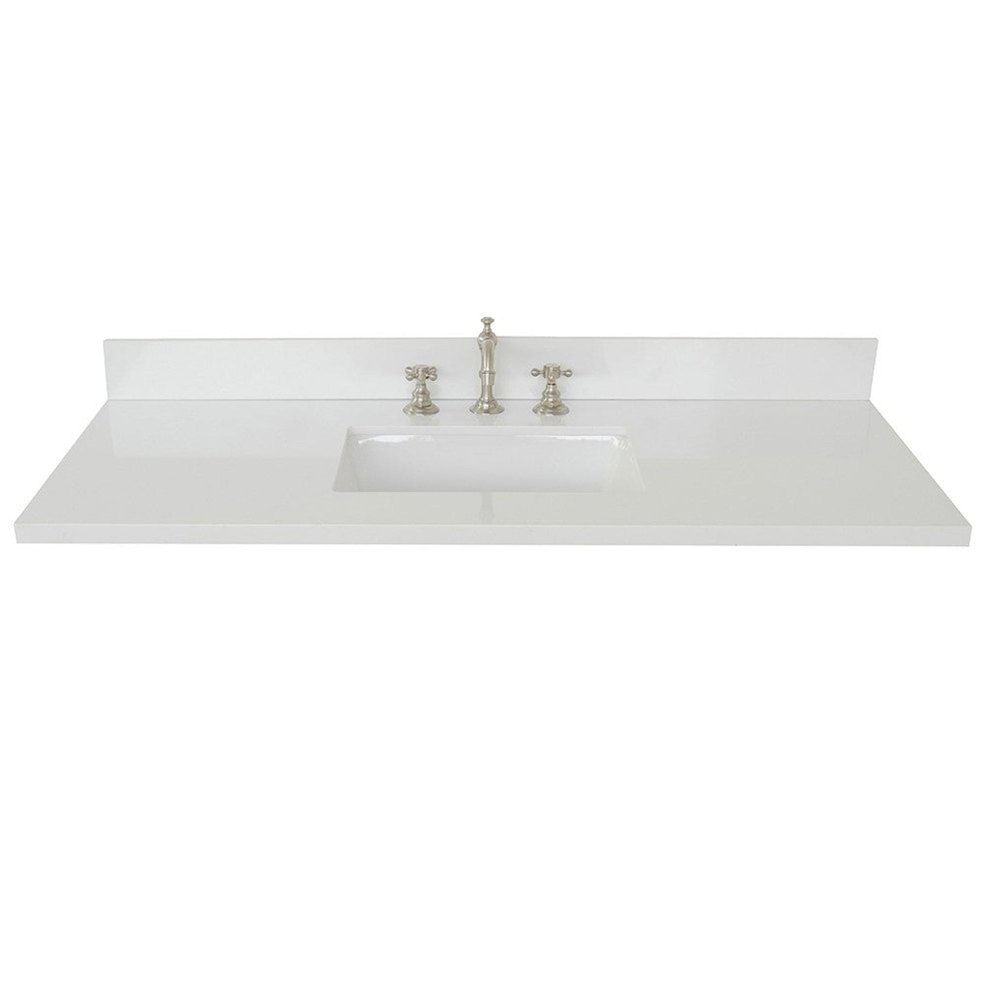 Bellaterra Home 49" x 22" White Quartz Three Hole Vanity Top With Undermount Rectangular Sink and Overflow