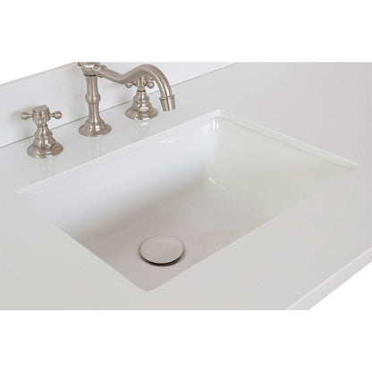 Bellaterra Home 49" x 22" White Quartz Three Hole Vanity Top With Undermount Rectangular Sink and Overflow