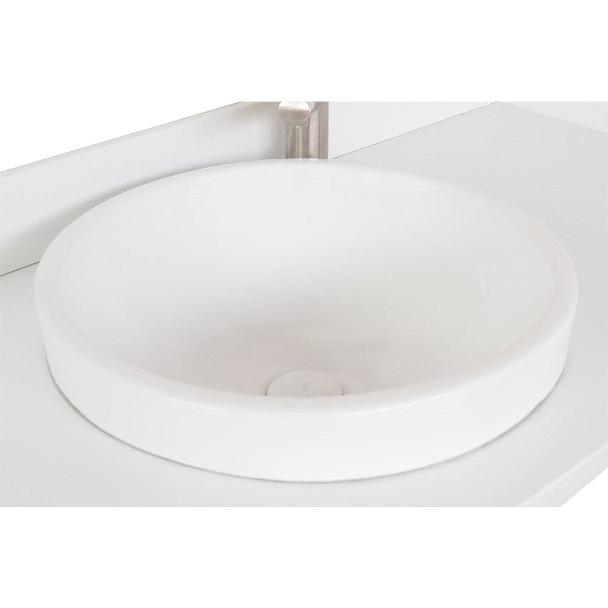 Bellaterra Home 49" x 22" White Quartz Vanity Top With Semi-recessed Round Sink and Overflow