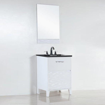 Bellaterra Home 500709 24" 2-Drawer White Freestanding Vanity Set With Ceramic Undermount Rectangular Sink and Black Galaxy Granite Top