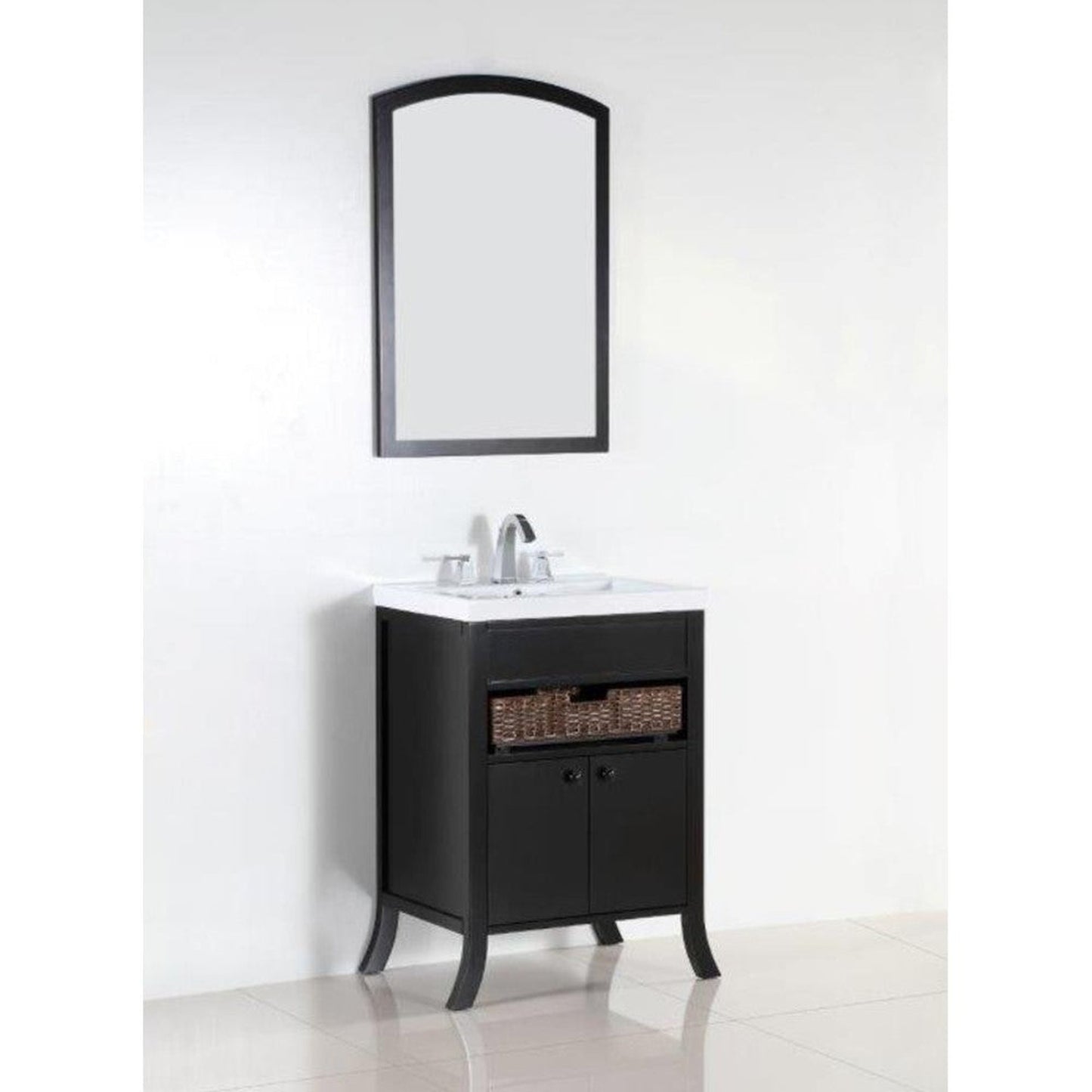 Bellaterra Home 500823A 24" 2-Door 1-Drawer Espresso Freestanding Vanity Set With Ceramic Integrated Sink and Ceramic Top