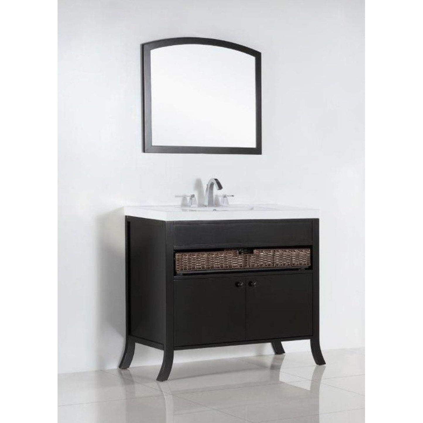 Bellaterra Home 500823A 36" 2-Door 1-Drawer Espresso Freestanding Vanity Set With Ceramic Integrated Sink and Ceramic Top