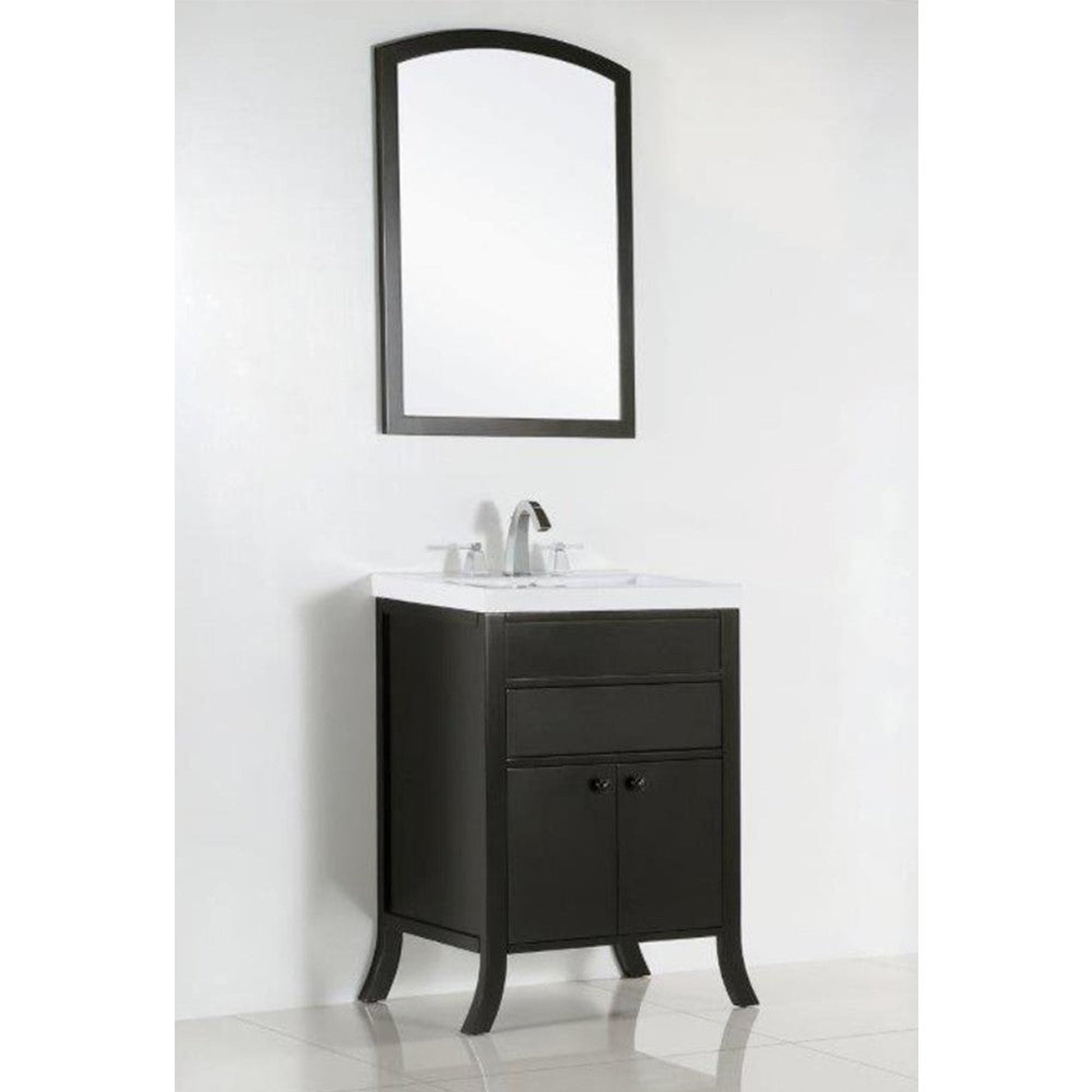 Bellaterra Home 500823B 24" 2-Door 1-Drawer Espresso Freestanding Vanity Set With Ceramic Integrated Sink and Ceramic Top