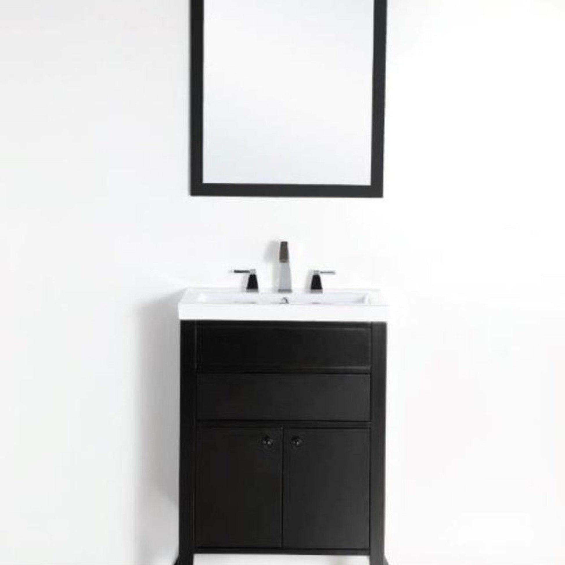 Bellaterra Home 500823B 24" 2-Door 1-Drawer Espresso Freestanding Vanity Set With Ceramic Integrated Sink and Ceramic Top