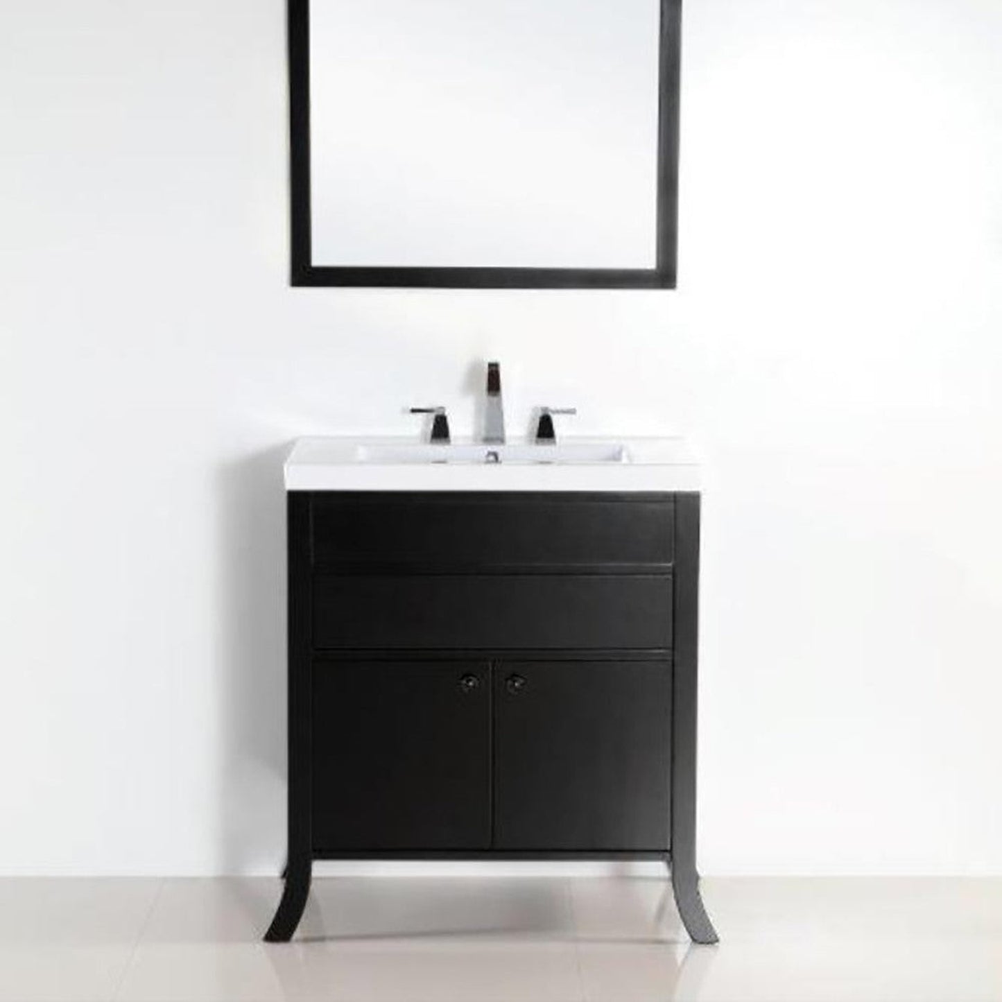 Bellaterra Home 500823B 30" 2-Door 1-Drawer Espresso Freestanding Vanity Set With Ceramic Integrated Sink and Ceramic Top