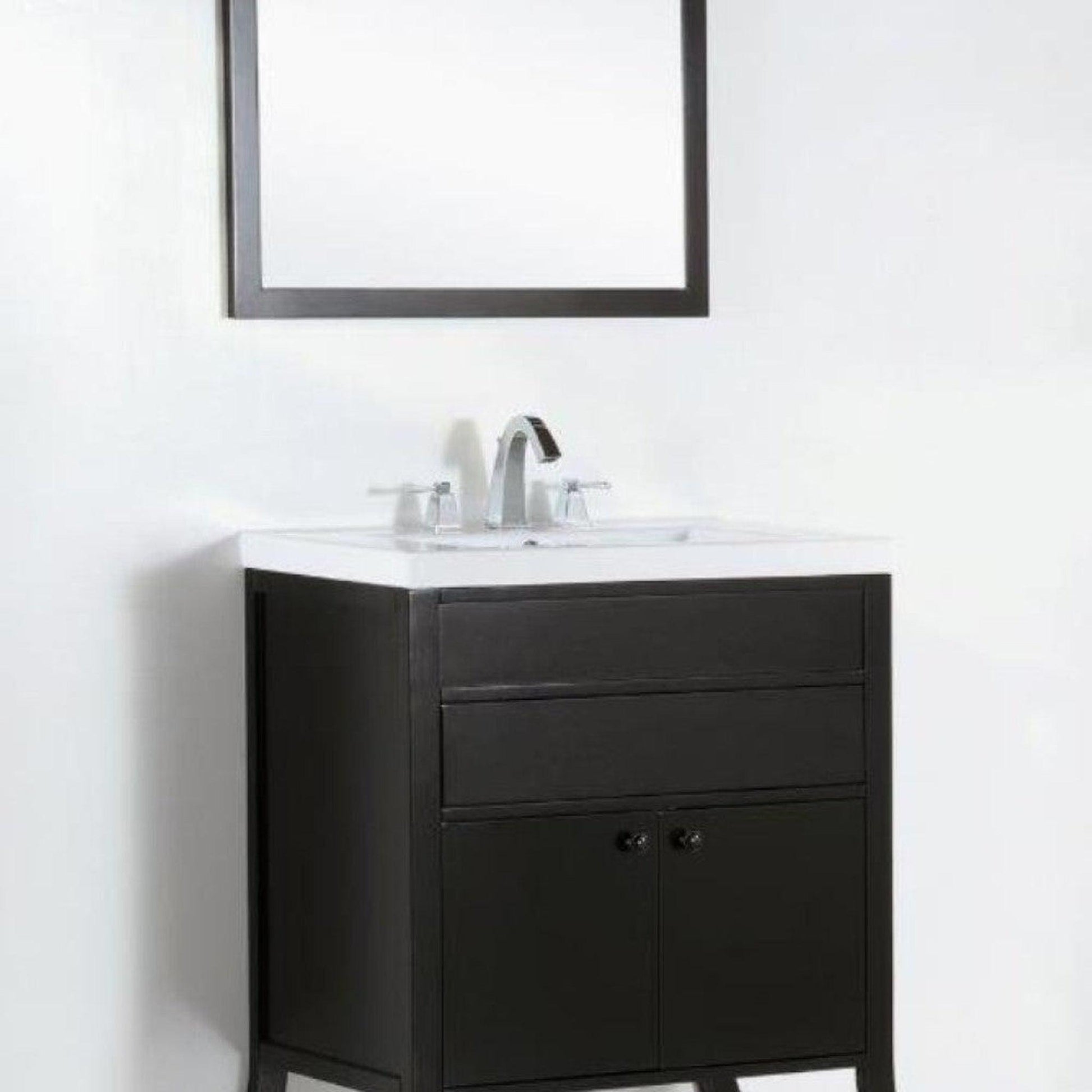 Bellaterra Home 500823B 30" 2-Door 1-Drawer Espresso Freestanding Vanity Set With Ceramic Integrated Sink and Ceramic Top