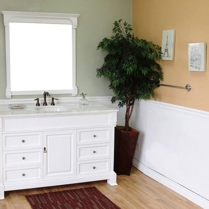 Bellaterra Home 60" 1-Door 6-Drawer White Freestanding Vanity Set With White Ceramic Undermount Sink and White Marble Top