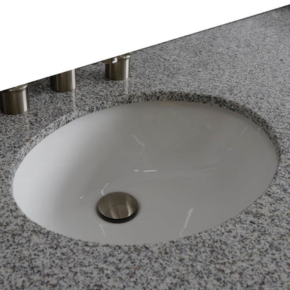 Bellaterra Home 61" x 22" Gray Granite Three Hole Vanity Top With Double Undermount Oval Sink and Overflow