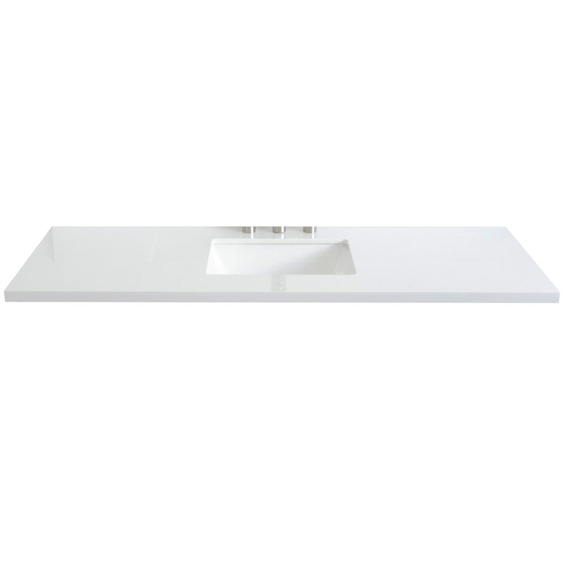 Bellaterra Home 61" x 22" White Quartz Three Hole Vanity Top With Undermount Rectangular Sink and Overflow