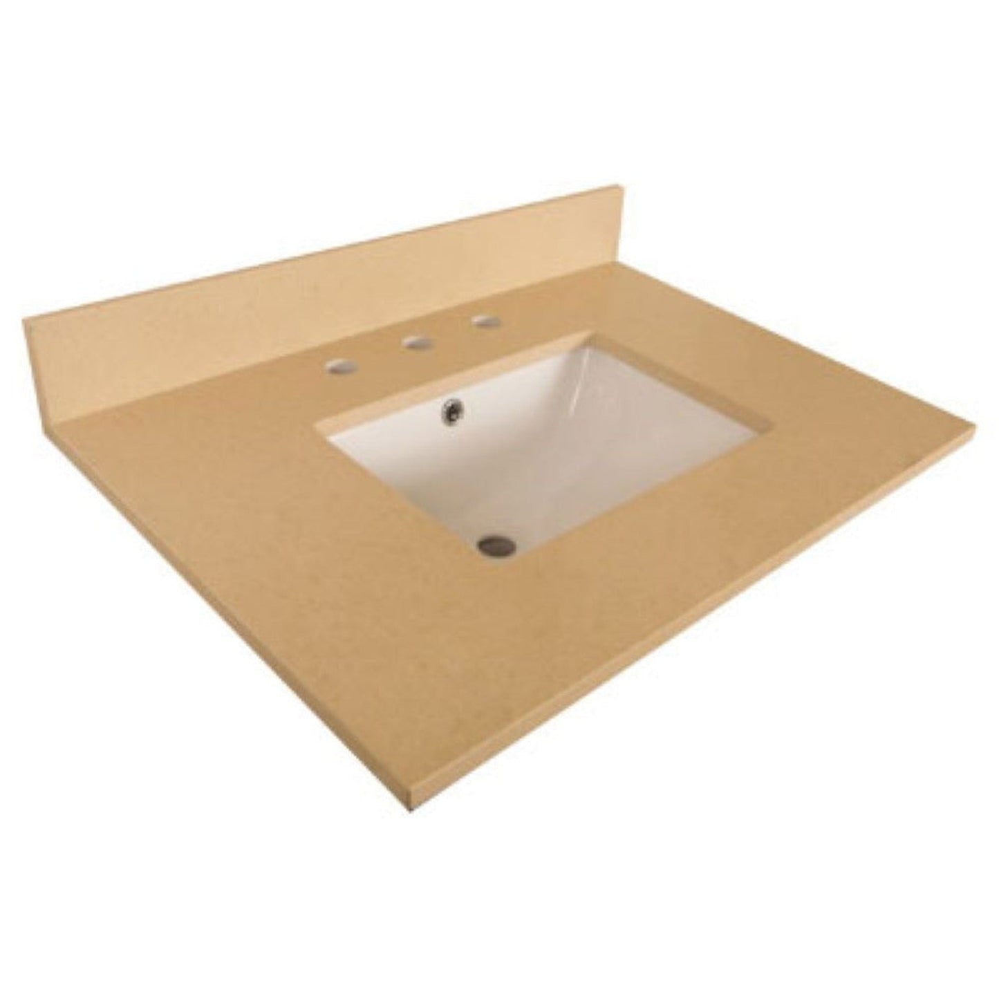 Bellaterra Home 7616-TOP-CR 30" x 22" Beige Quartz Three Hole Vanity Top With Undermount Rectangular Sink and Overflow