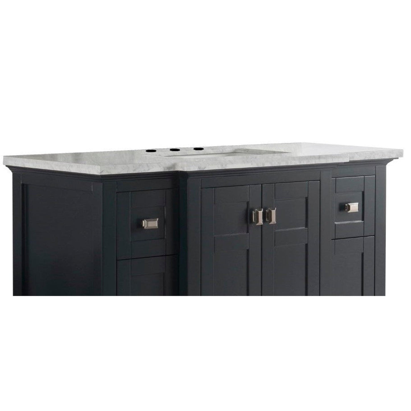 Bellaterra Home 77614-49-WMR 49" x 22" White Carrara Marble Three Hole Vanity Top With Undermount Rectangular Sink and Overflow