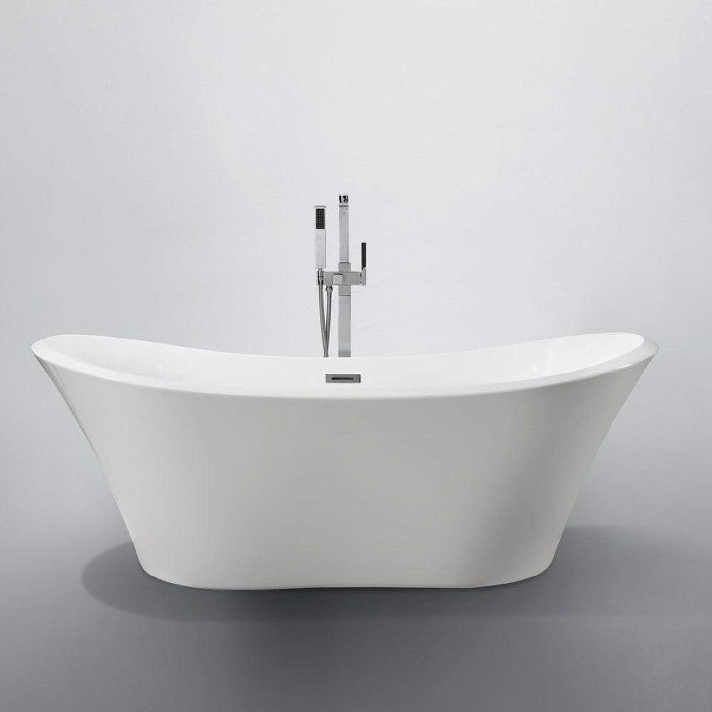 Bellaterra Home Ancona 71" x 26" Glossy White Oval Acrylic Freestanding Double Slipper Soaking Bathtub