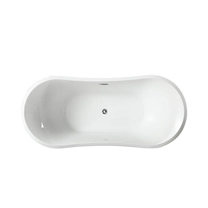 Bellaterra Home Ancona 71" x 26" Glossy White Oval Acrylic Freestanding Double Slipper Soaking Bathtub