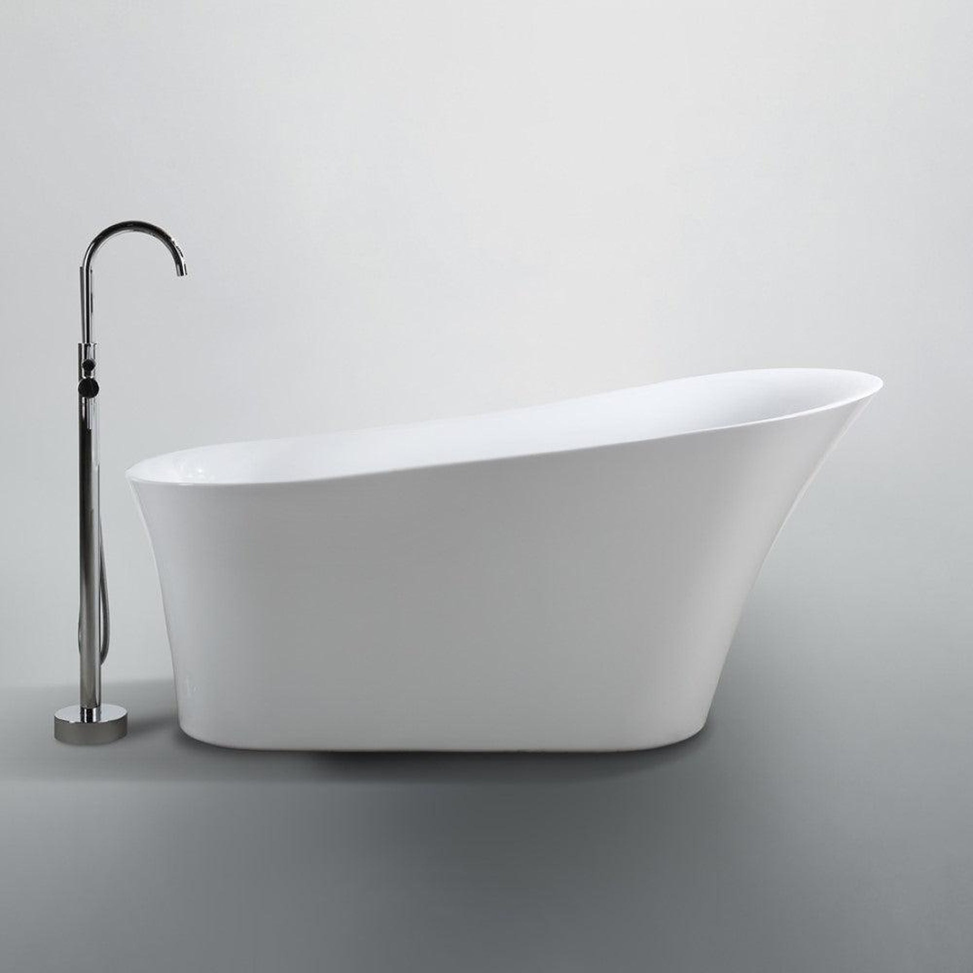 Bellaterra Home Arezzo 67" x 32" Glossy White Oval Acrylic Freestanding Slipper Soaking Bathtub