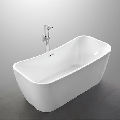 Bellaterra Home Arles 67" x 26" White Rectangle Acrylic Freestanding Double Slipper Soaking Bathtub