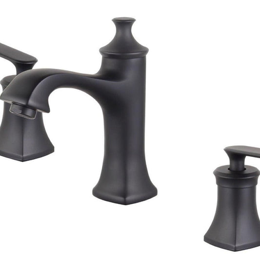 Bellaterra Home Aversa 6" Double-Handle Widespread New Black Bathroom Faucet With Overflow Drain Assembly