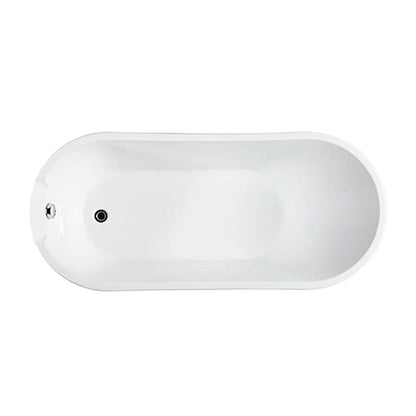 Bellaterra Home Barletta 66" x 30" Glossy White Oval Acrylic Freestanding Slipper Soaking Bathtub