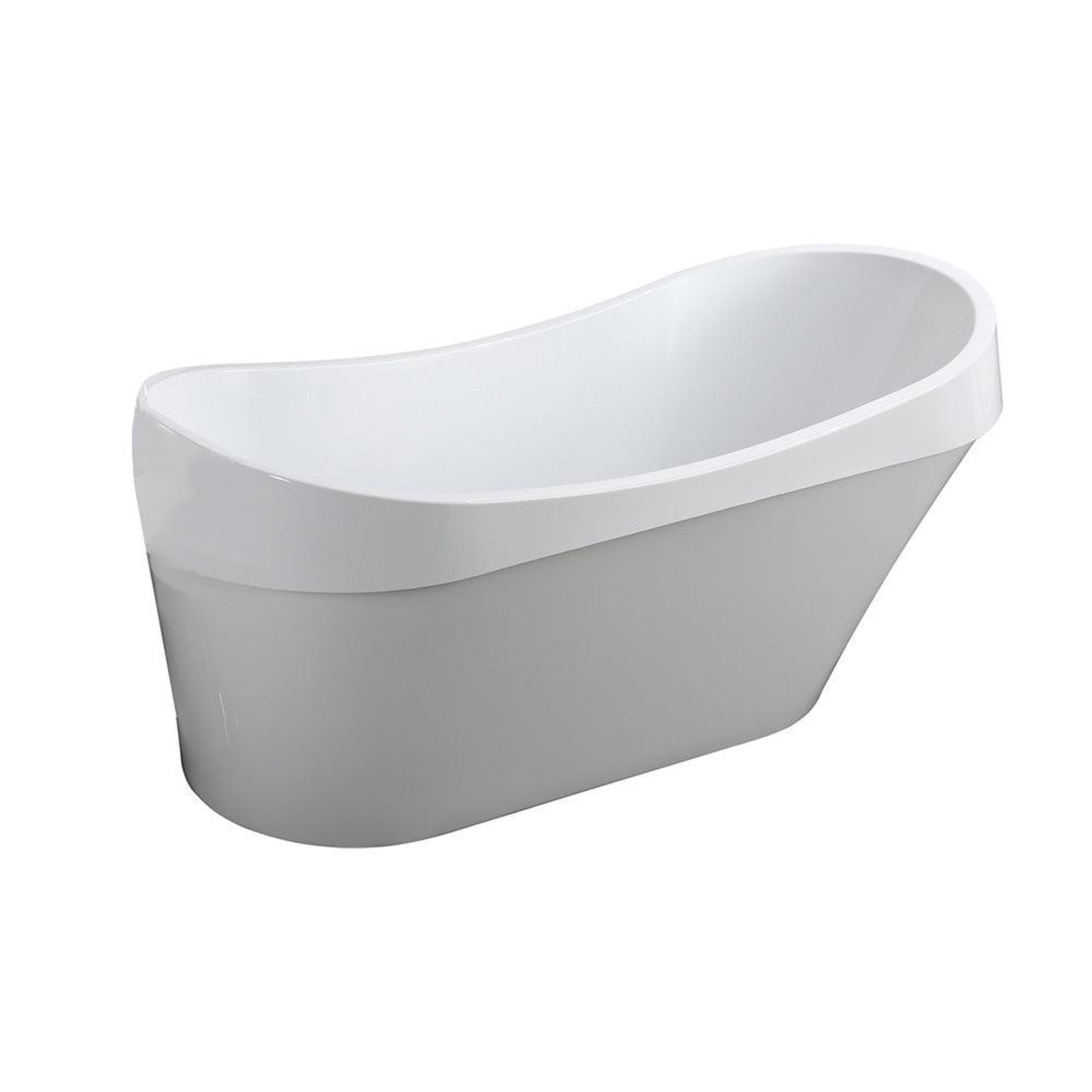 Bellaterra Home Barletta 66" x 30" Glossy White Oval Acrylic Freestanding Slipper Soaking Bathtub