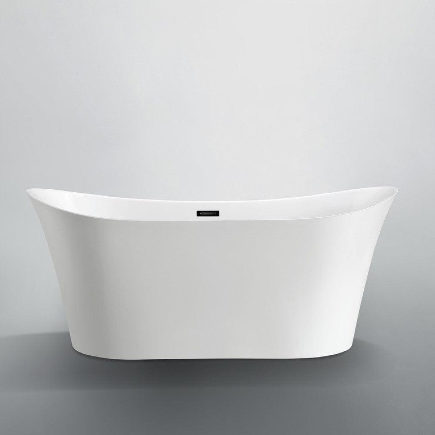 Bellaterra Home Bergamo 67" x 30" Glossy White Oval Acrylic Freestanding Double Slipper Soaking Bathtub